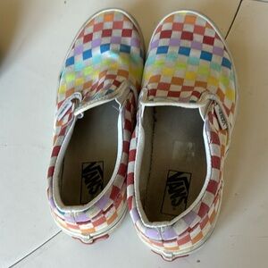 🥮🌺Vans Kids Checkered Multicolor Slip ons